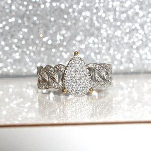 🥂Sterling Silver Pear Chain Link Infinity Statement Ring  🥂